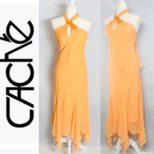 Caché Women’s  dress size 8 back less orange color